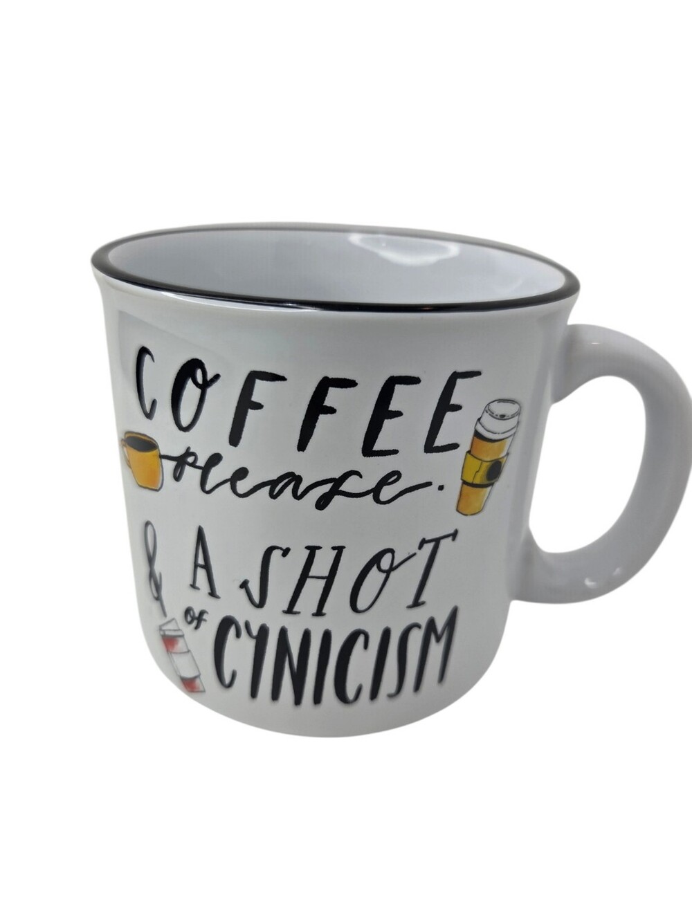 🤍▪️Gilmore Girls ▪️White Ceramic Coffee Mug with Black Trim